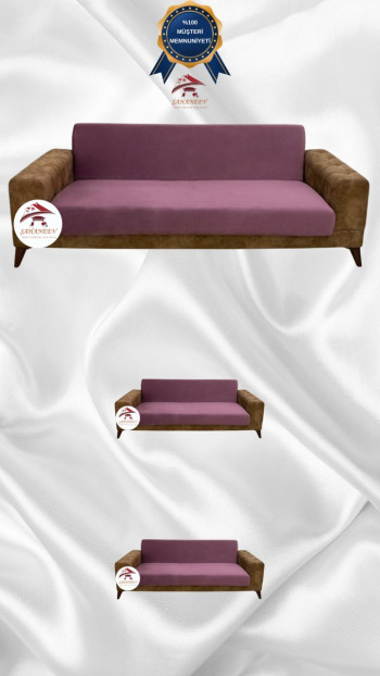 Italian Suede Fabric Elastic Flexible Protective Armless Sofa Cover Rose Color 3+2+2 (3 Piece Set)