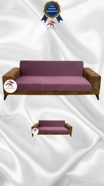 Italian Suede Fabric Elastic Flexible Protective Armless Sofa Cover Rose Color 3+2 (2 Piece Set)