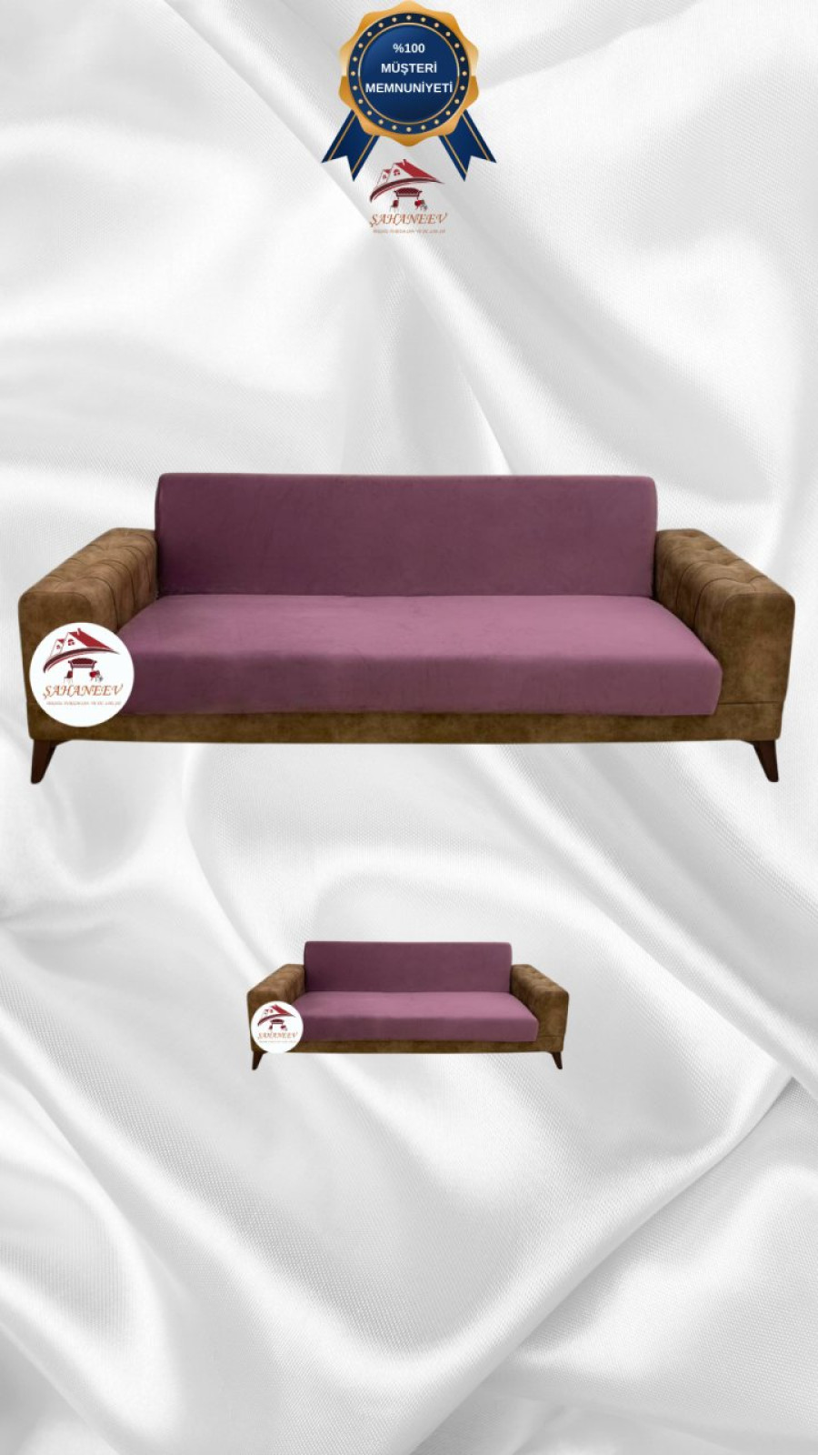 İtalyan Süet Kumaş Elastik Esnek Koruyucu Kolsuz Koltuk Örtüsü Gülkurusu Renk 3+2 (2 Parça Set)