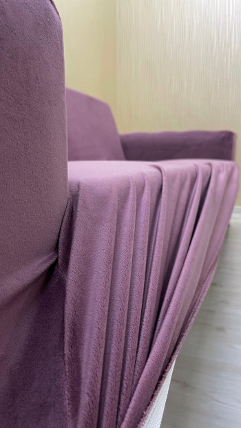 Italian Suede Fabric Elastic Flexible Protective Armless Sofa Cover Rose Color 3+2 (2 Piece Set)