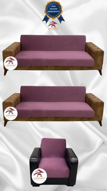 Italian Suede Fabric Elastic Flexible Protective Armless Sofa Cover Rose Color 3+3+1 (3 Piece Set)