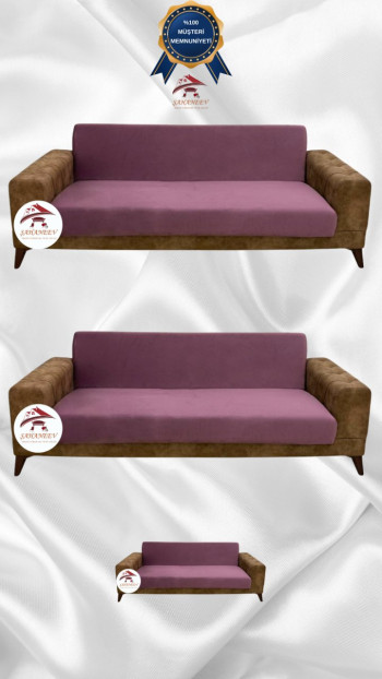 Italian Suede Fabric Elastic Flexible Protective Armless Sofa Cover Rose Color 3+3+2 (3 Piece Set)