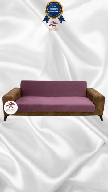 Italian Suede Fabric Elastic Flexible Protective Armless Sofa Cover Rose Color 3-Seater Set (1 Piece)