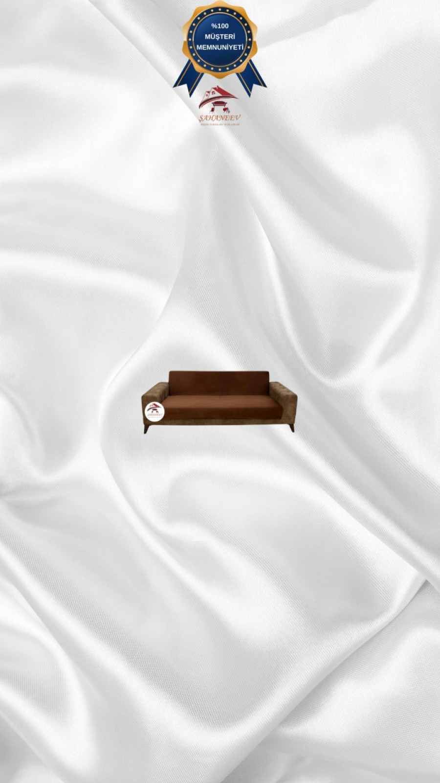 İtalyan Süet Kumaş Elastik Esnek Koruyucu Kolsuz Koltuk Örtüsü Kahverengi Renk 2'li Set (1 Parça) Özel Ölçü