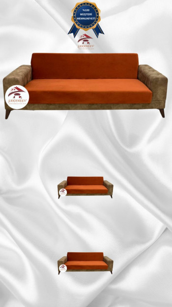 Italian Suede Fabric Elastic Flexible Protective Armless Sofa Cover Brick Color 3+2+2 (3 Piece Set)