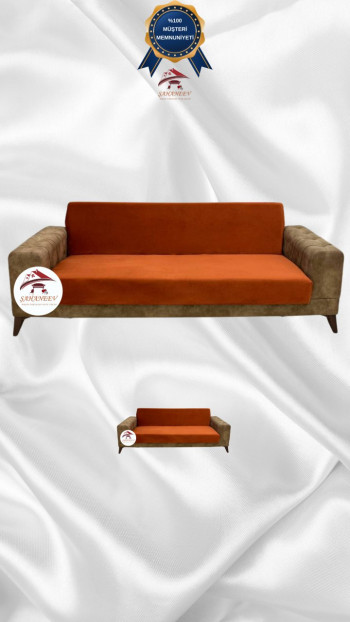 Italian Suede Fabric Elastic Flexible Protective Armless Sofa Cover Brick Color 3+2 (2 Piece Set)