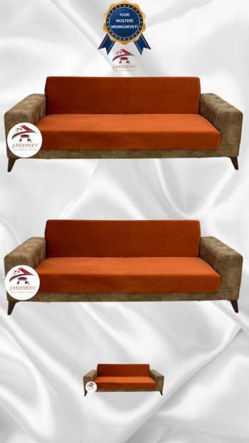 Italian Suede Fabric Elastic Flexible Protective Armless Sofa Cover Brick Color 3+3+2 (3 Piece Set)