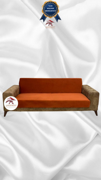 Italian Suede Fabric Elastic Flexible Protective Armless Sofa Cover Brick Color 3-Seater Set (1 Piece)