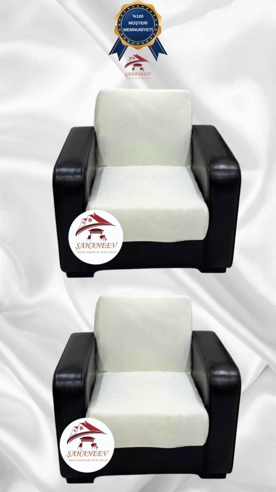 İtalyan Süet Kumaş Elastik Esnek Koruyucu Kolsuz Koltuk Örtüsü Krem Renk 1+1 (2 Parça Set) Özel Ölçü