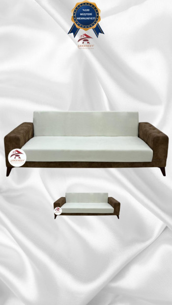 Italian Suede Fabric Elastic Flexible Protective Armless Sofa Cover Cream Color 3+2 (2 Piece Set)