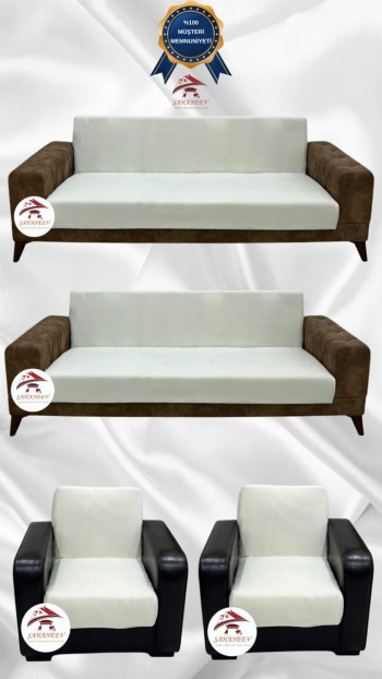 Italian Suede Fabric Elastic Flexible Protective Armless Sofa Cover Cream Color 3+3+1+1 (4 Piece Set)
