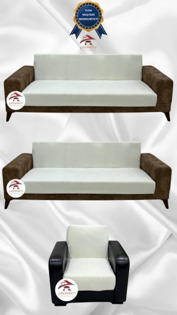 Italian Suede Fabric Elastic Flexible Protective Armless Sofa Cover Cream Color 3+3+1 (3 Piece Set)