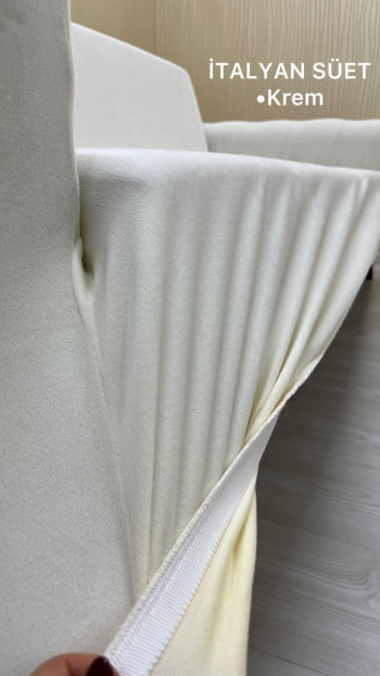 Italian Suede Fabric Elastic Flexible Protective Armless Sofa Cover Cream Color 3+3 (2 Piece Set)