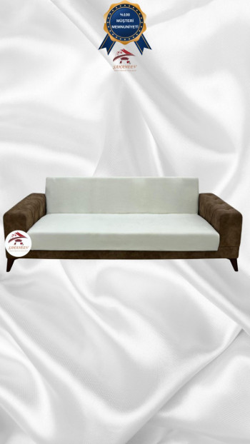 Italian Suede Fabric Elastic Flexible Protective Armless Sofa Cover Cream Color 3-Seater Set (1 Piece)