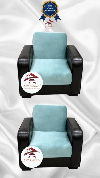 Italian Suede Fabric Elastic Flexible Protective Armless Sofa Cover Mint Color 1+1 (2 Piece Set)