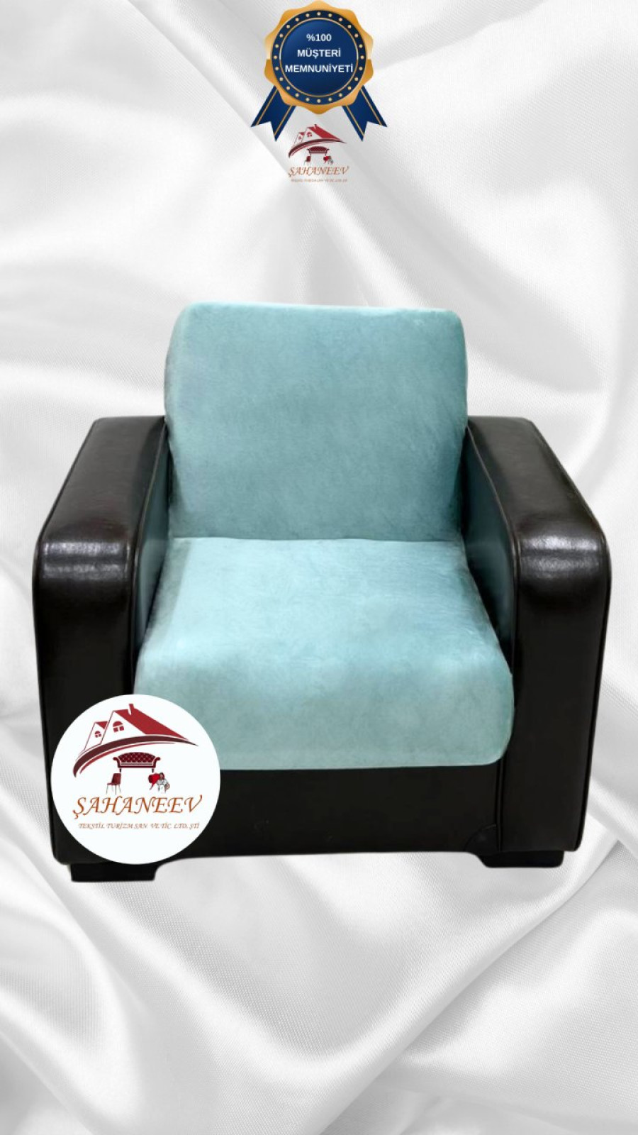 İtalyan Süet Kumaş Elastik Esnek Koruyucu Kolsuz Koltuk Örtüsü Mint Renk Tekli (1 Parça) Özel Ölçü