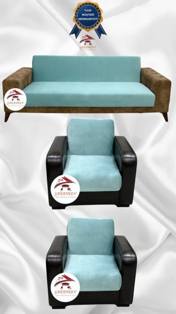 Italian Suede Fabric Elastic Flexible Protective Armless Sofa Cover Mint Color 3+1+1 (3 Piece Set)