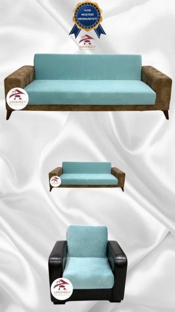 Italian Suede Fabric Elastic Flexible Protective Armless Sofa Cover Mint Color 3+2+1 (3 Piece Set)