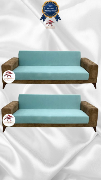 Italian Suede Fabric Elastic Flexible Protective Armless Sofa Cover Mint Color 3+3 (2 Piece Set)