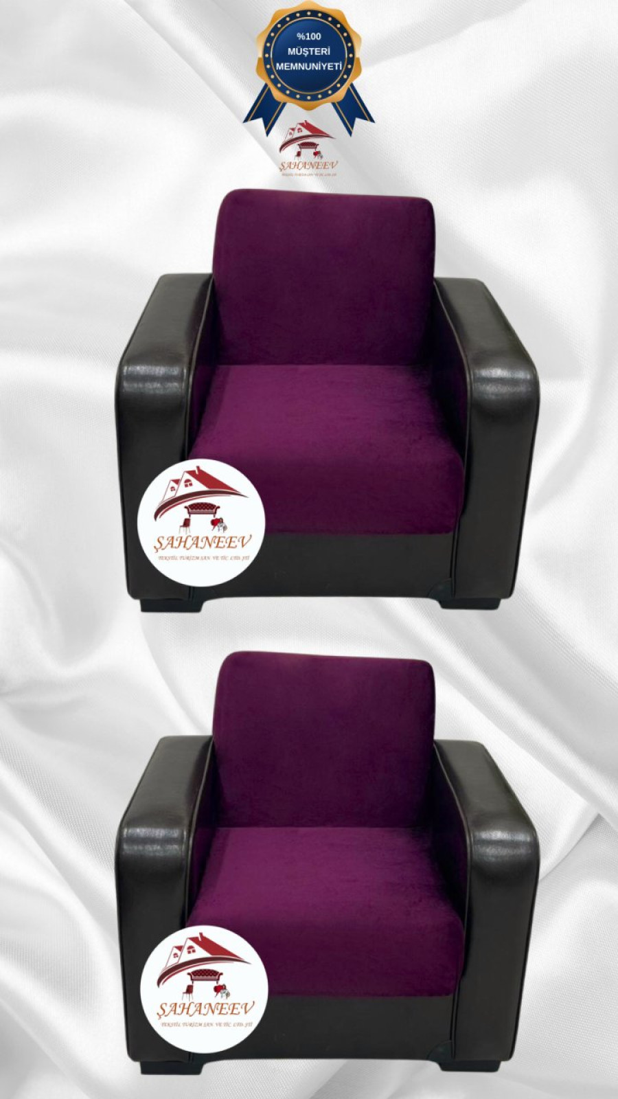 İtalyan Süet Kumaş Elastik Esnek Koruyucu Kolsuz Koltuk Örtüsü Mürdüm Renk 1+1 (2 Parça Set) Özel Ölçü