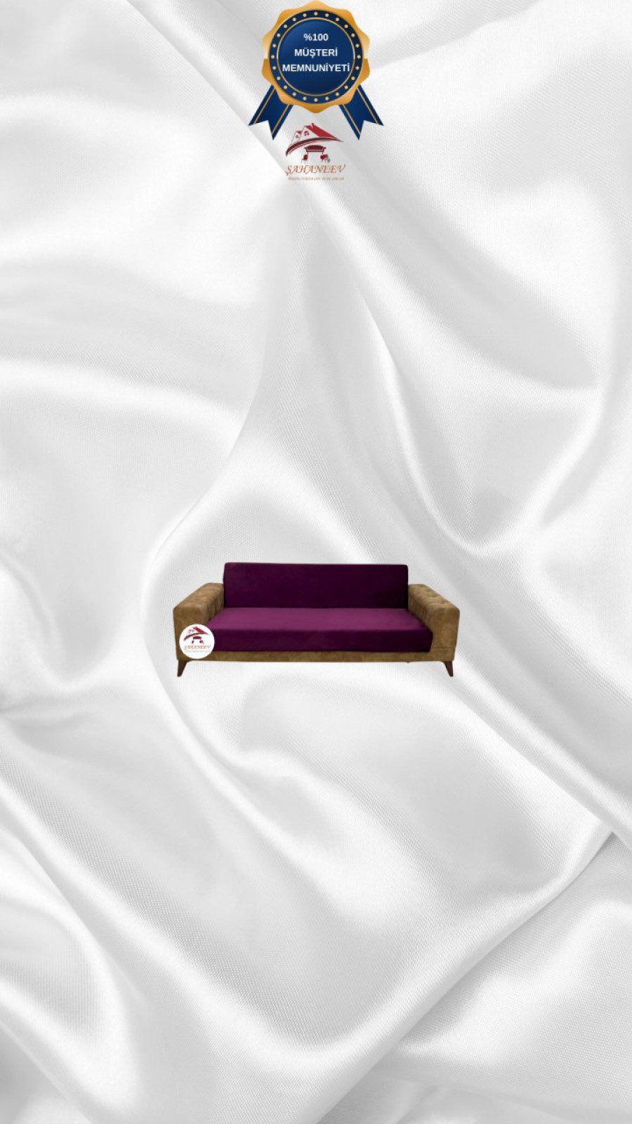 İtalyan Süet Kumaş Elastik Esnek Koruyucu Kolsuz Koltuk Örtüsü Mürdüm Renk 2'li Set (1 Parça)