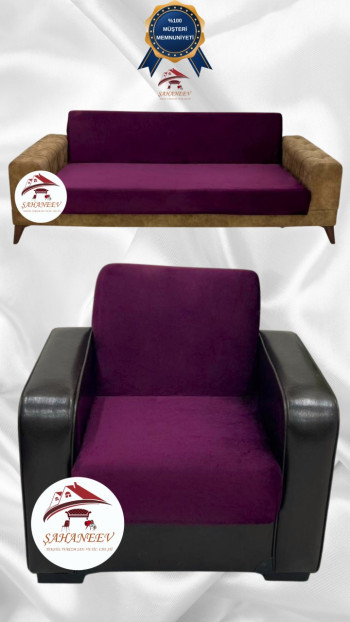 Italian Suede Fabric Elastic Flexible Protective Armless Sofa Cover Purple Color 3+1 (2 Piece Set)