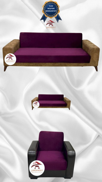 Italian Suede Fabric Elastic Flexible Protective Armless Sofa Cover Purple Color 3+2+1 (3 Piece Set)