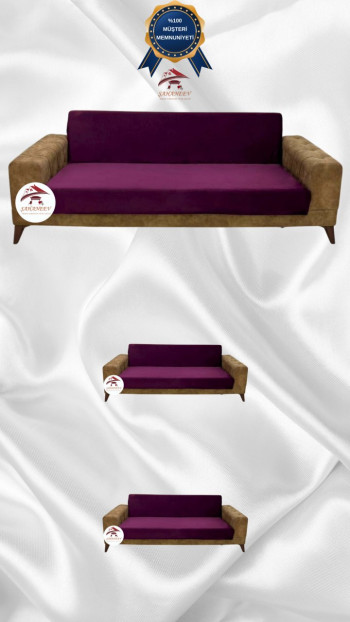 Italian Suede Fabric Elastic Flexible Protective Armless Sofa Cover Purple Color 3+2+2 (3 Piece Set)