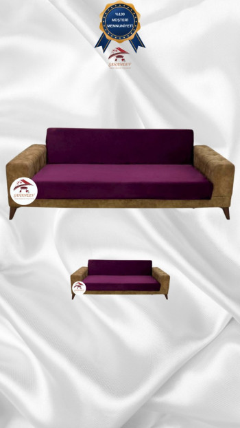 Italian Suede Fabric Elastic Flexible Protective Armless Sofa Cover Purple Color 3+2 (2 Piece Set)