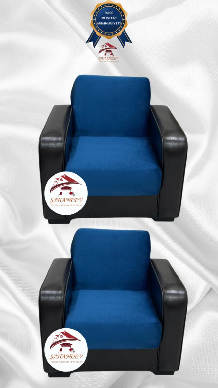 İtalyan Süet Kumaş Elastik Esnek Koruyucu Kolsuz Koltuk Örtüsü Petrol Renk 1+1 (2 Parça Set)