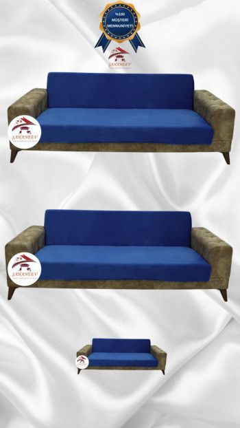 Italian Suede Fabric Elastic Flexible Protective Armless Sofa Cover Teal Color 3+3+2 (3 Piece Set)