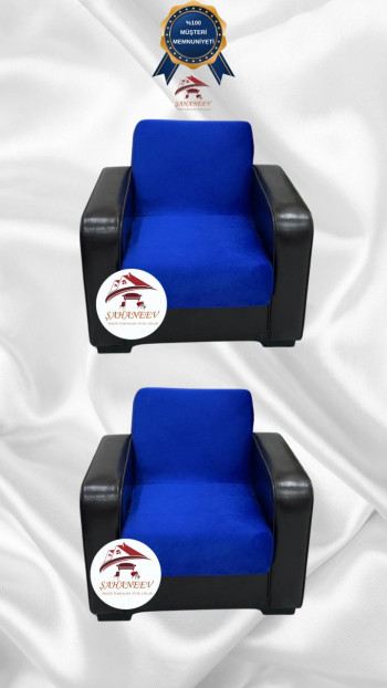 Italian Suede Fabric Elastic Flexible Protective Armless Sofa Cover Saxon Blue Color 1+1 (2 Piece Set)