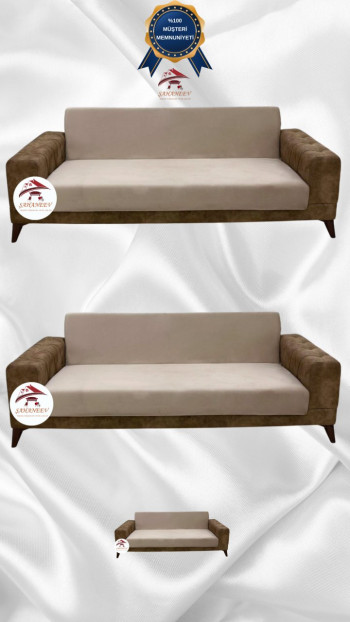Italian Suede Fabric Elastic Flexible Protective Armless Sofa Cover Mink Color 3+3+1 (3 Piece Set)