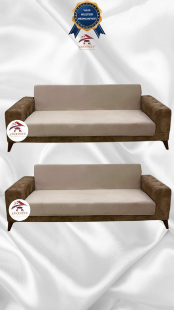 Italian Suede Fabric Elastic Flexible Protective Armless Sofa Cover Mink Color 3+3 (2 Piece Set)