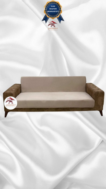 Italian Suede Fabric Elastic Flexible Protective Armless Sofa Cover Mink Color 3-Seater Set (1 Piece)