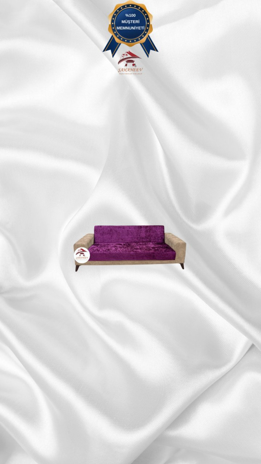 Parlak Kadife Kolsuz Koltuk Örtüsü - Işıltılı Geometrik Desenli Koruyucu Fuşya Renk 2'li Set (1 Parça)