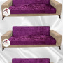 Shiny Velvet Armless Sofa Cover - Sparkly Geometric Pattern Protector Fuchsia Color 3+3+3 (3 Piece Set)