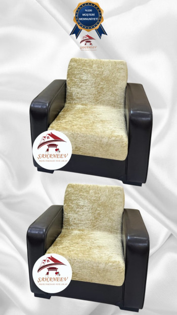 Shiny Velvet Armless Sofa Cover - Sparkly Geometric Pattern Protector Gold Color 1+1 (2 Piece Set)