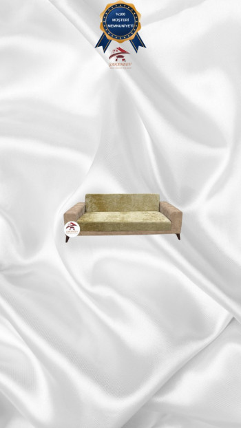 Shiny Velvet Armless Sofa Cover - Sparkly Geometric Pattern Protector Gold Color 2-Seater Set (1 Piece)