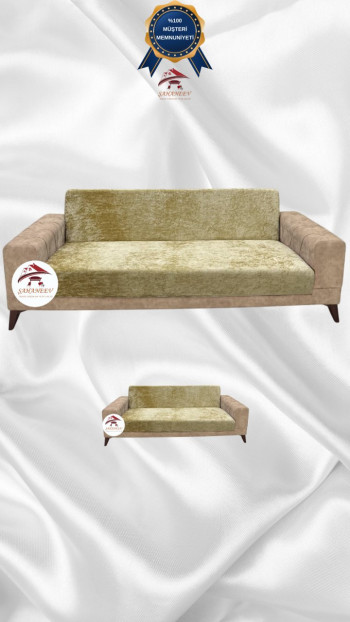 Shiny Velvet Armless Sofa Cover - Sparkly Geometric Pattern Protector Gold Color 3+2 (2 Piece Set)