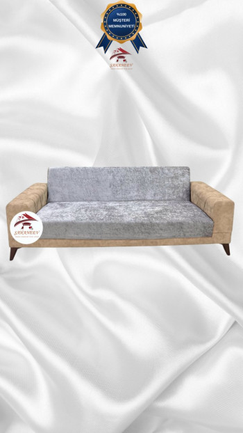 Shiny Velvet Armless Sofa Cover - Sparkly Geometric Pattern Protector Silver Gray Color 3-Seater Set (1 Piece)