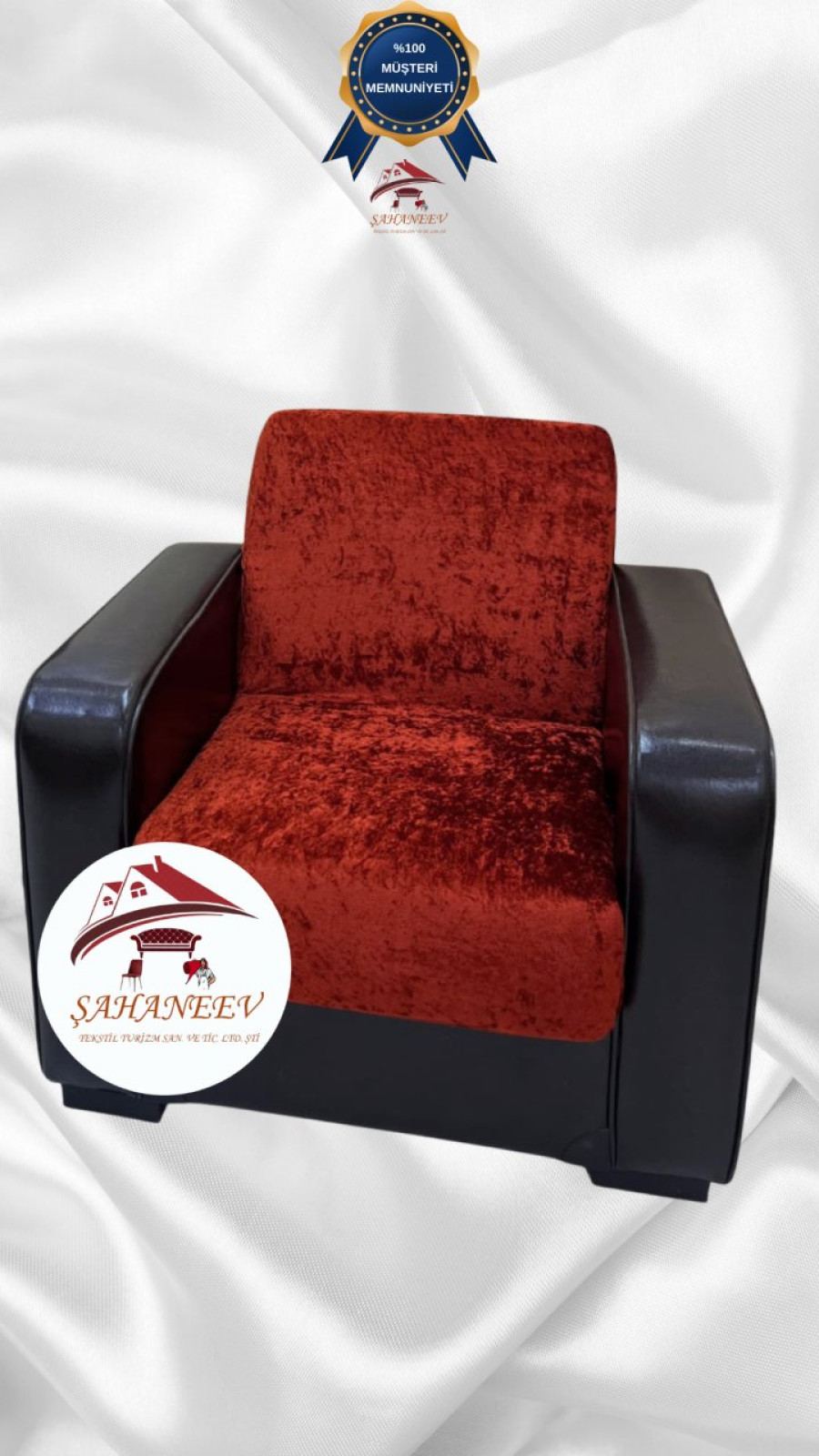 Parlak Kadife Kolsuz Koltuk Örtüsü - Işıltılı Geometrik Desenli Koruyucu Kiremit Renk Tekli (1 Parça)