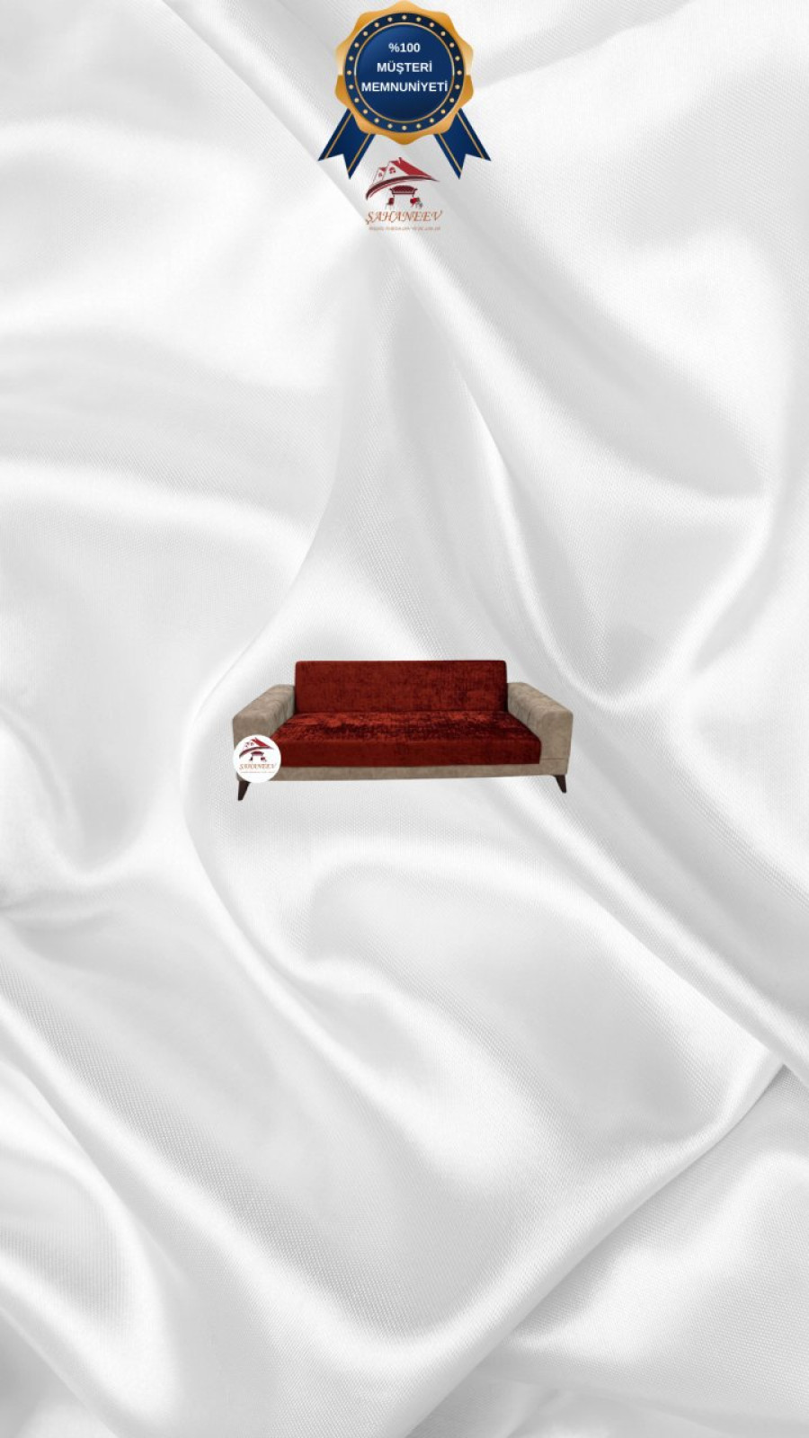 Parlak Kadife Kolsuz Koltuk Örtüsü - Işıltılı Geometrik Desenli Koruyucu Kiremit Renk 2'li Set (1 Parça) Özel Ölçü