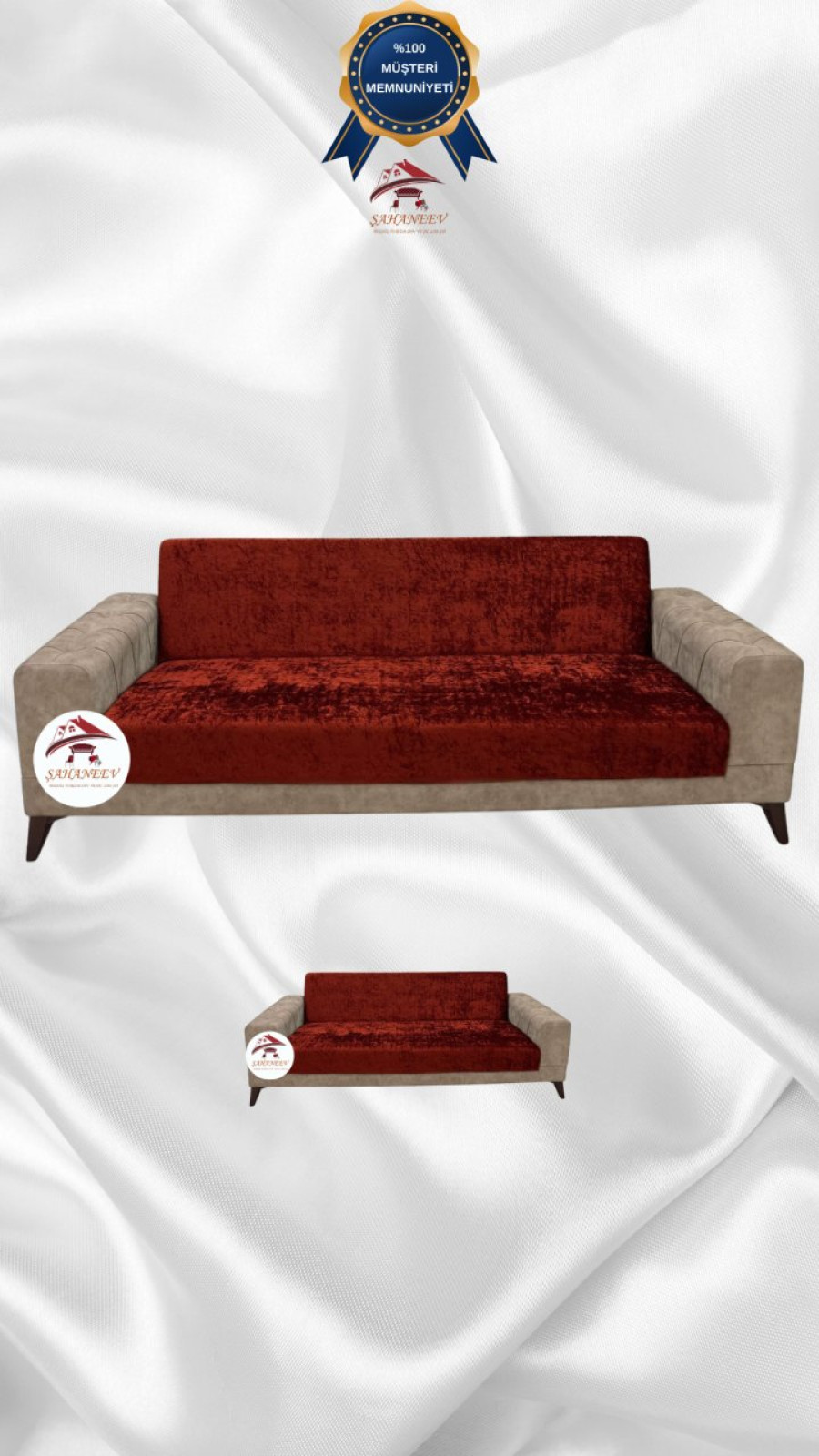 Parlak Kadife Kolsuz Koltuk Örtüsü - Işıltılı Geometrik Desenli Koruyucu Kiremit Renk 3+2 (2 Parça Set)