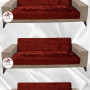 Shiny Velvet Armless Sofa Cover - Sparkly Geometric Pattern Protector Brick Color 3+3+3 (3 Piece Set)