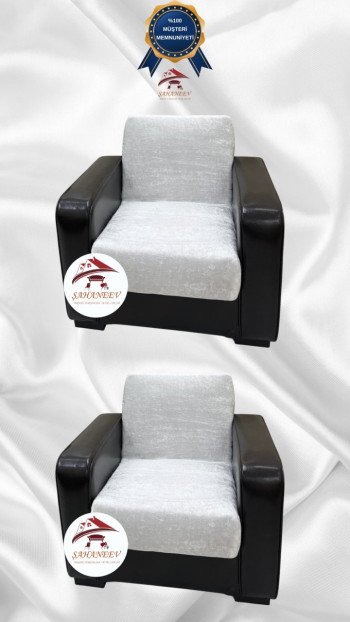 Parlak Kadife Kolsuz Koltuk Örtüsü - Işıltılı Geometrik Desenli Koruyucu Krem Renk 1+1 (2 Parça Set)