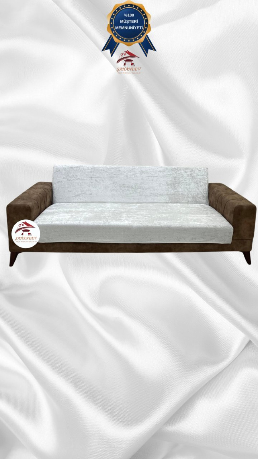 Shiny Velvet Armless Sofa Cover - Sparkly Geometric Pattern Protector Natural Color 3-Seater Set (1 Piece) Custom Size