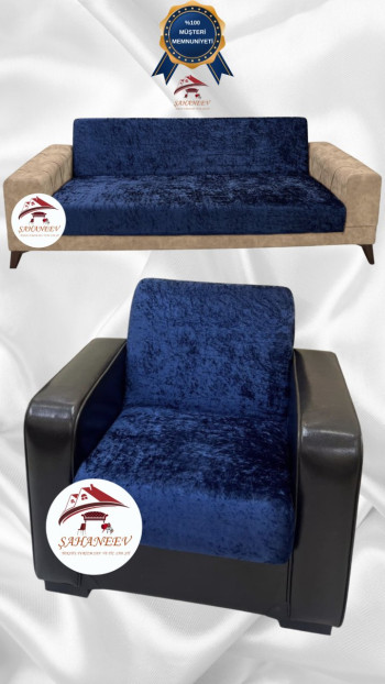 Shiny Velvet Armless Sofa Cover - Sparkly Geometric Pattern Protector Parliament Color 3+1 (2 Piece Set)