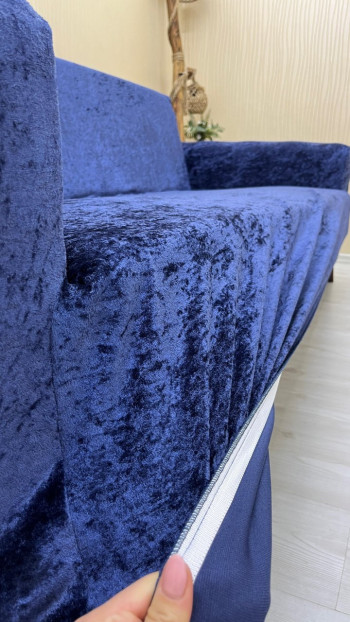 Shiny Velvet Armless Sofa Cover - Sparkly Geometric Pattern Protector Parliament Color 3+1 (2 Piece Set)