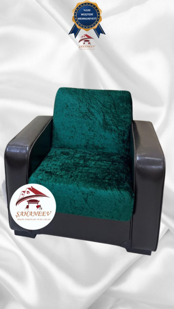 Parlak Kadife Kolsuz Koltuk Örtüsü - Işıltılı Geometrik Desenli Koruyucu Zümrüt Yeşili Renk Tekli (1 Parça)